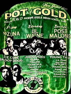 Post Malone, Lil Wayne, Jhene Aiko,... POT of Gold 2019 Concert T, s/s. sz: M